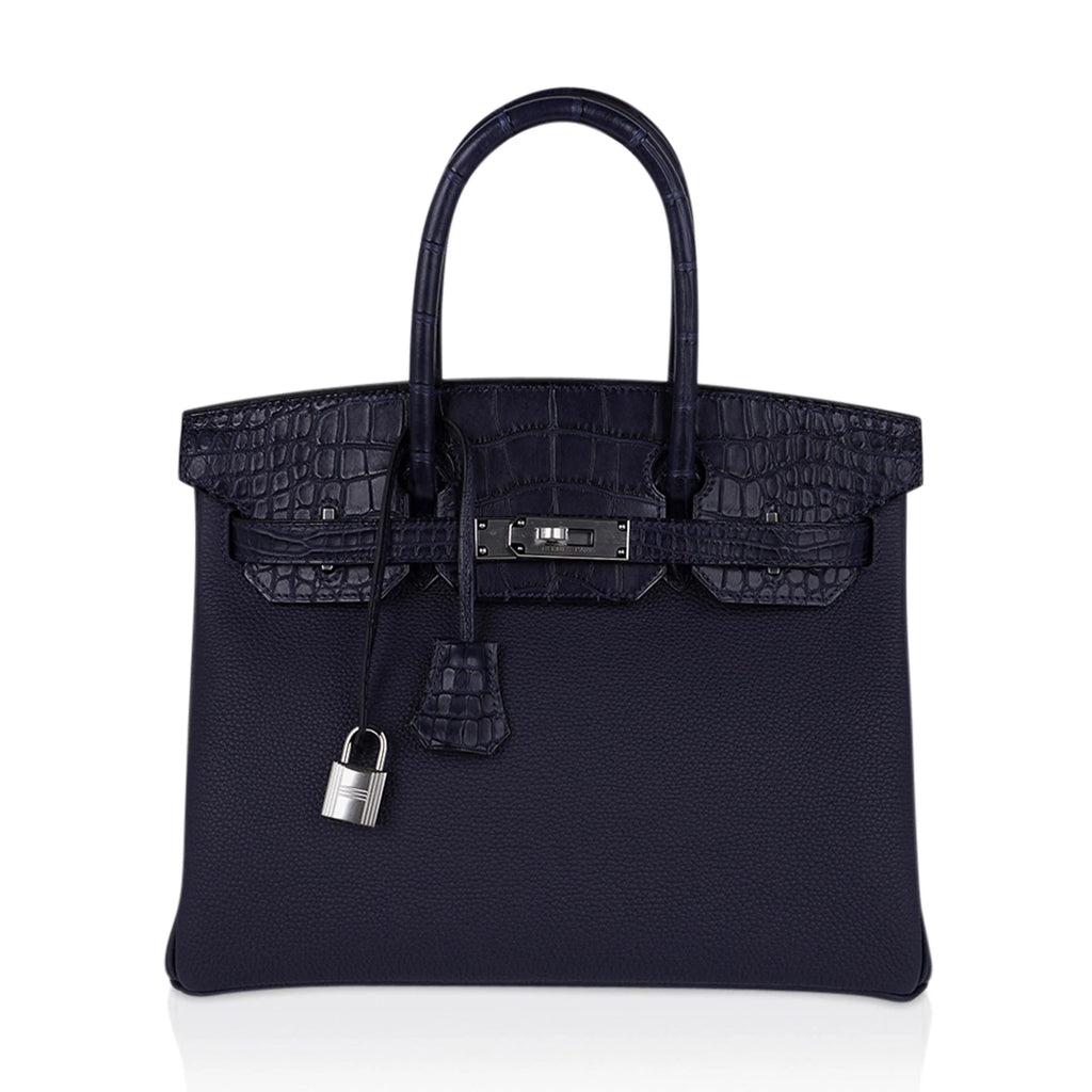 Birkin 30 Touch Blue Indigo Matte Alligator Bag Palladium Hardware