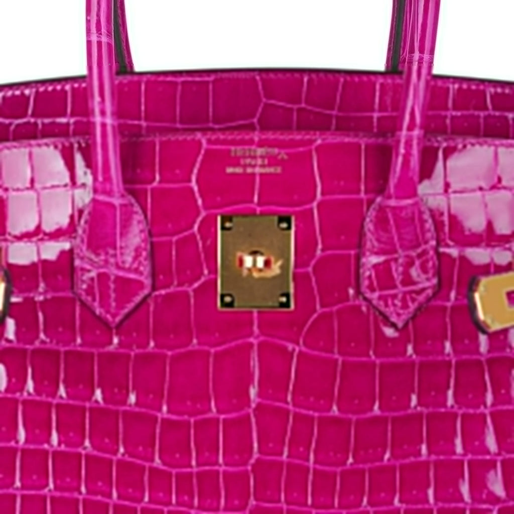 Birkin 35 Rose Scheherazade Porosus Crocodile Bag Gold Hardware