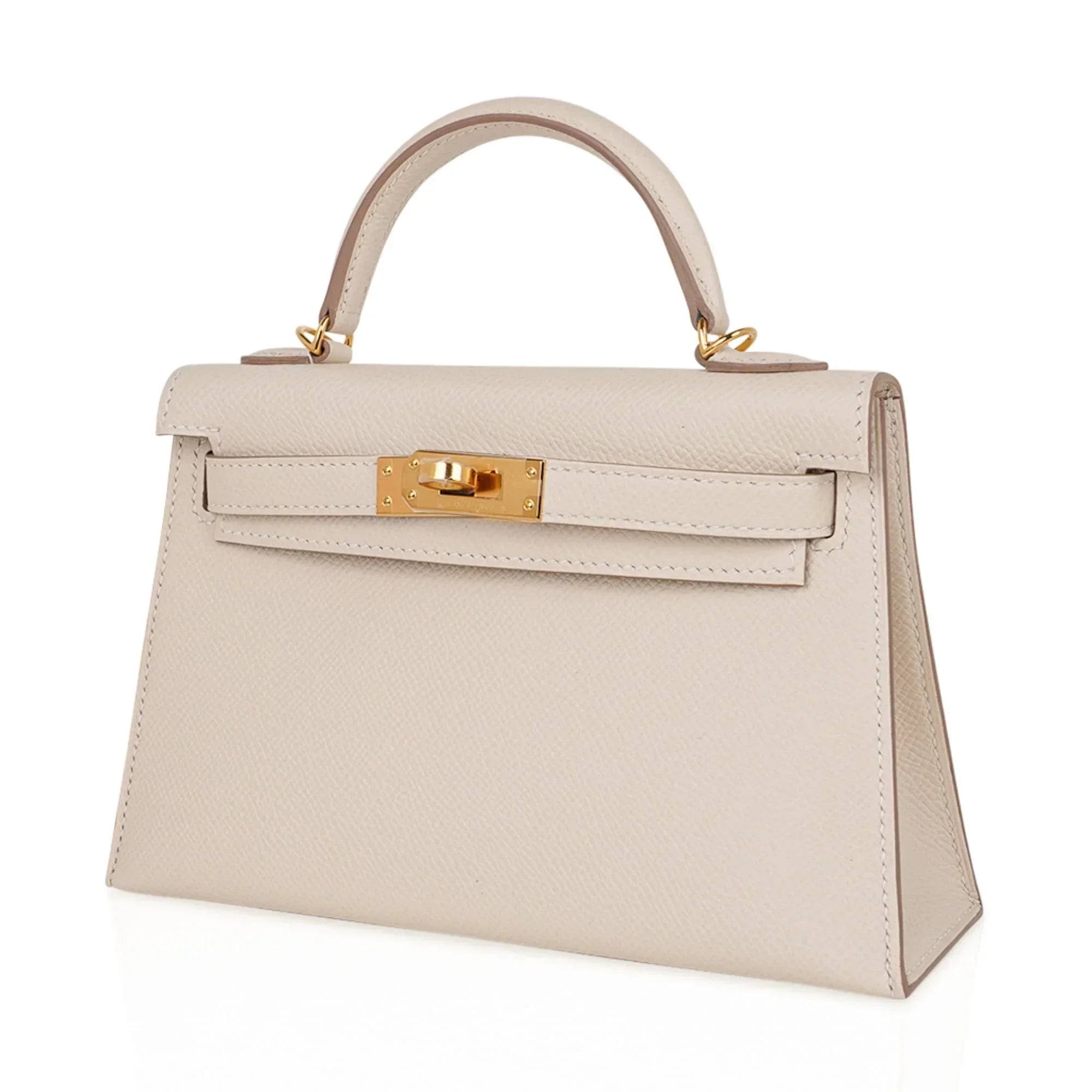 Kelly 20 Mini Sellier Bag Craie Epsom Leather Gold Hardware New w/Box