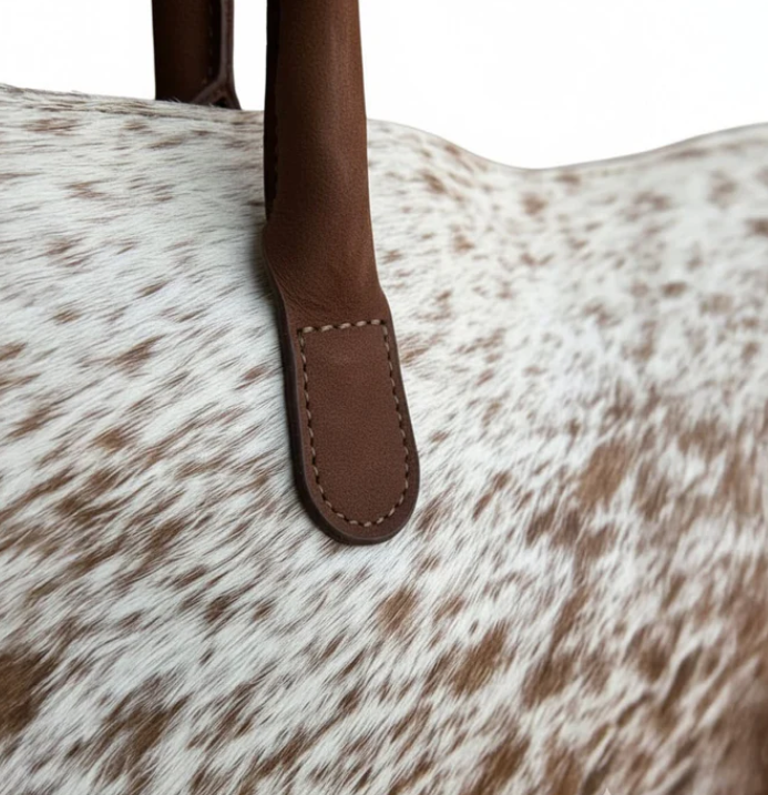 Cowhide Tote Bag | Exotic Brown Speckled Hair-On