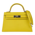 Kelly 20 Mini Sellier Bag Lime Chevre Leather Palladium