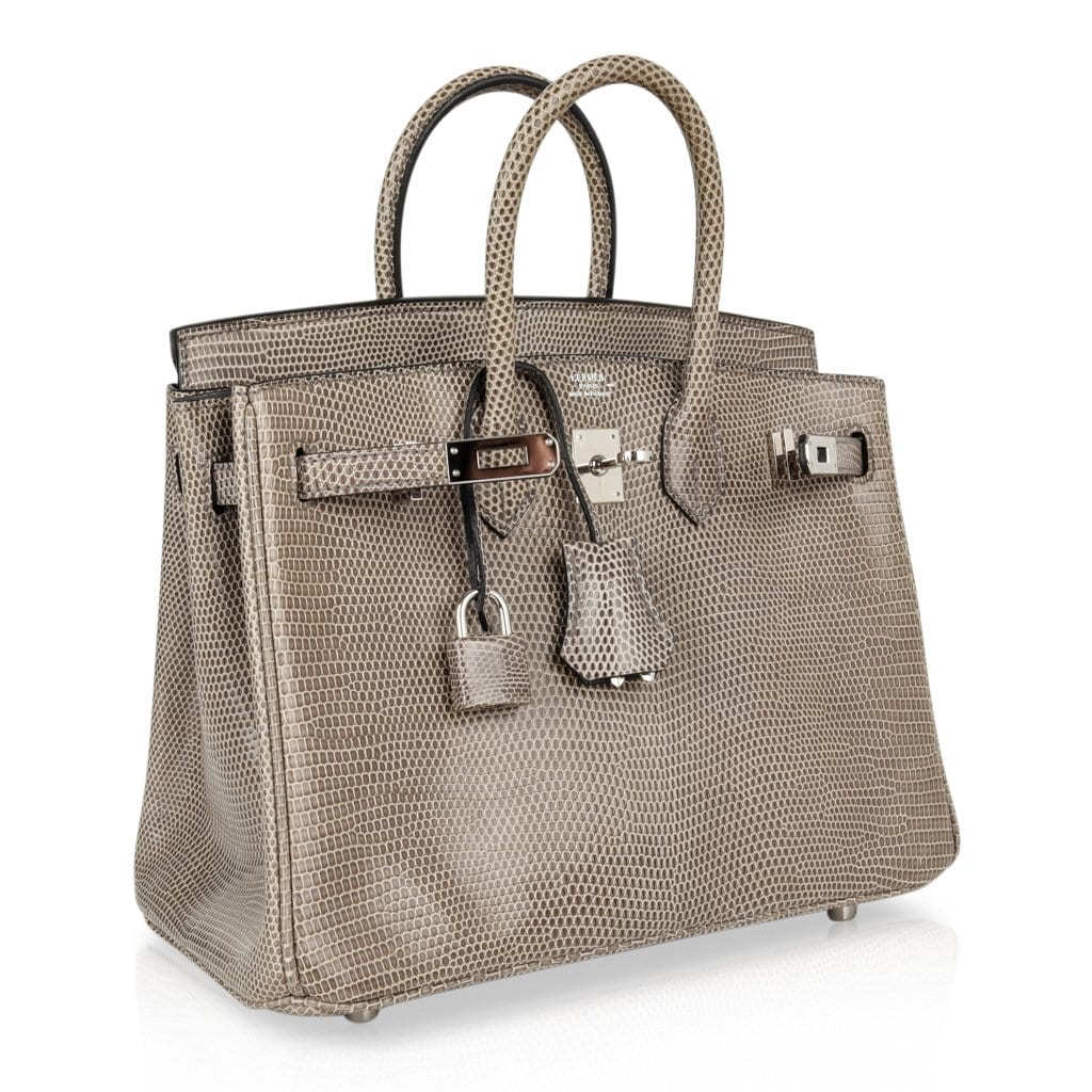 Birkin 25 Bag Gris Agate Lizard Palladium Hardware VERY Rare