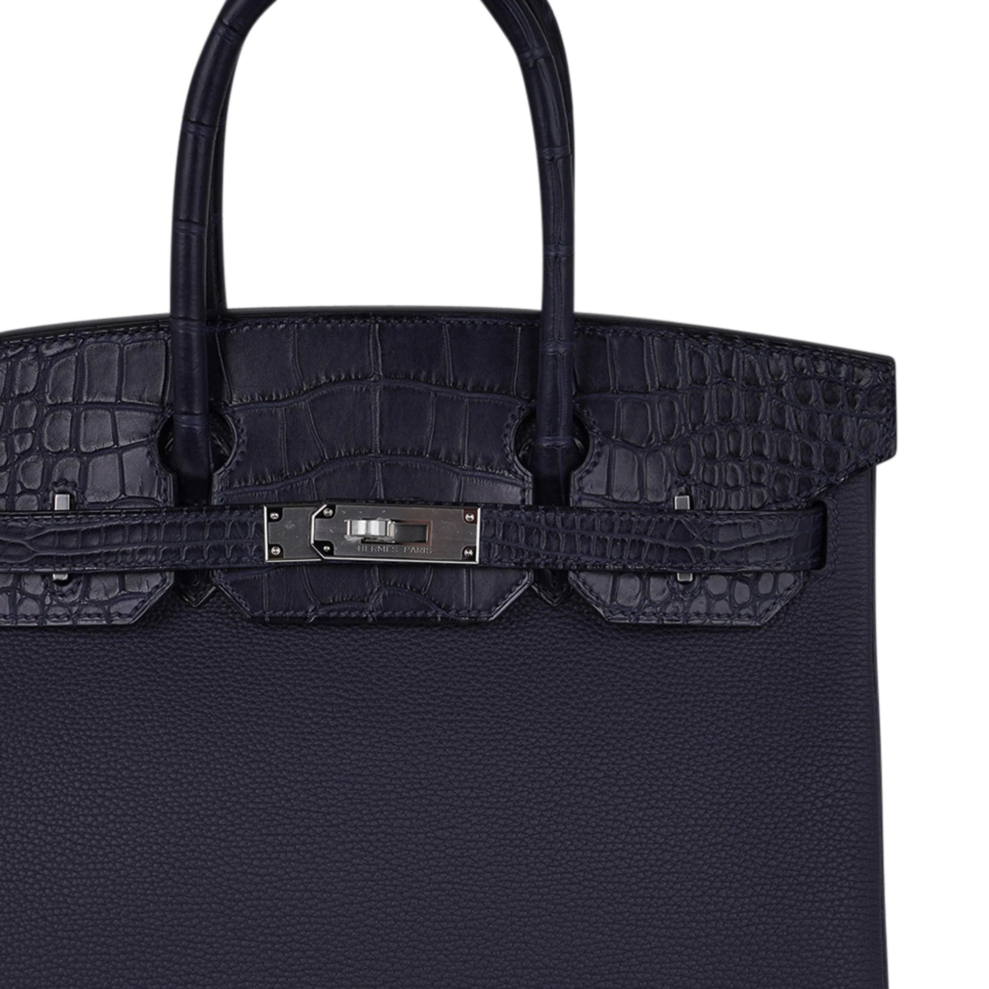Birkin 30 Touch Blue Indigo Matte Alligator Bag Palladium Hardware