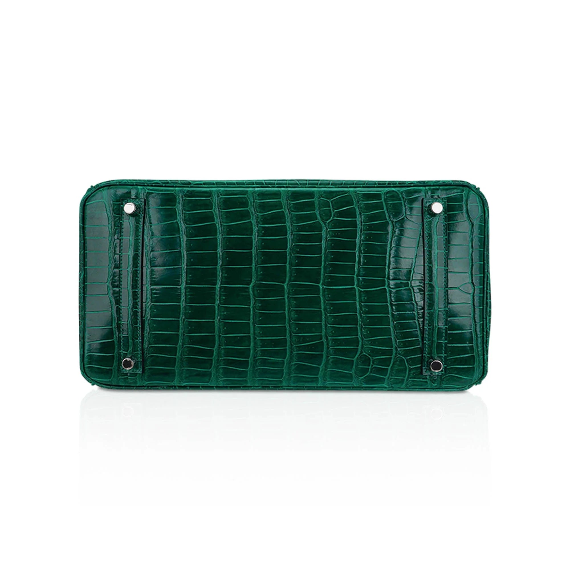 Birkin 35 Bag Emerald Porosus Crocodile with Palladium Hardware