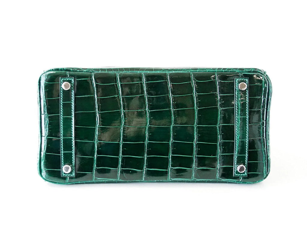 Birkin 30 Bag Emeraude Emerald Porosus Crocodile Palladium