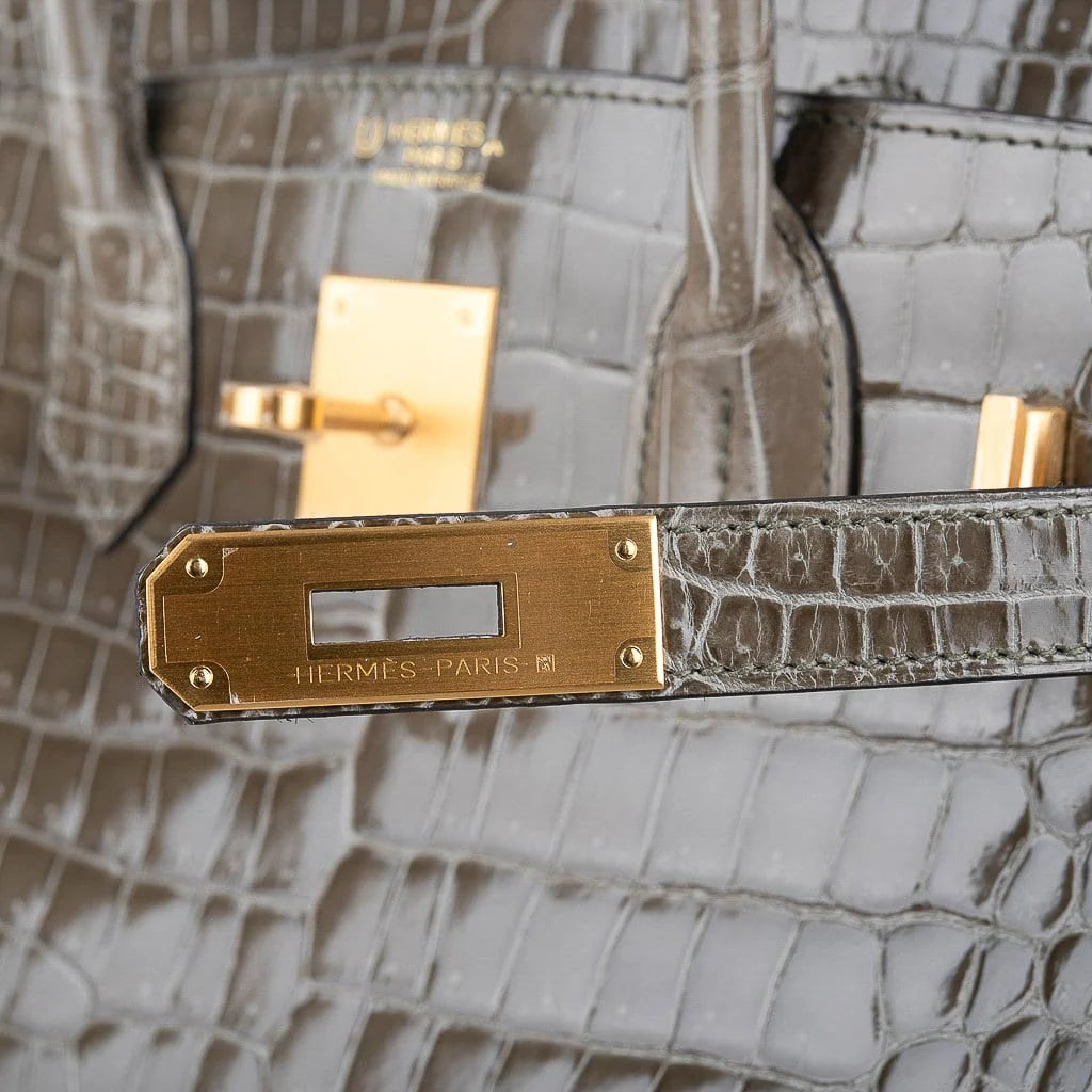 Birkin HSS 30 Bag Gris Tourterelle / Blue Sapphire Porosus Crocodile Limited Edition