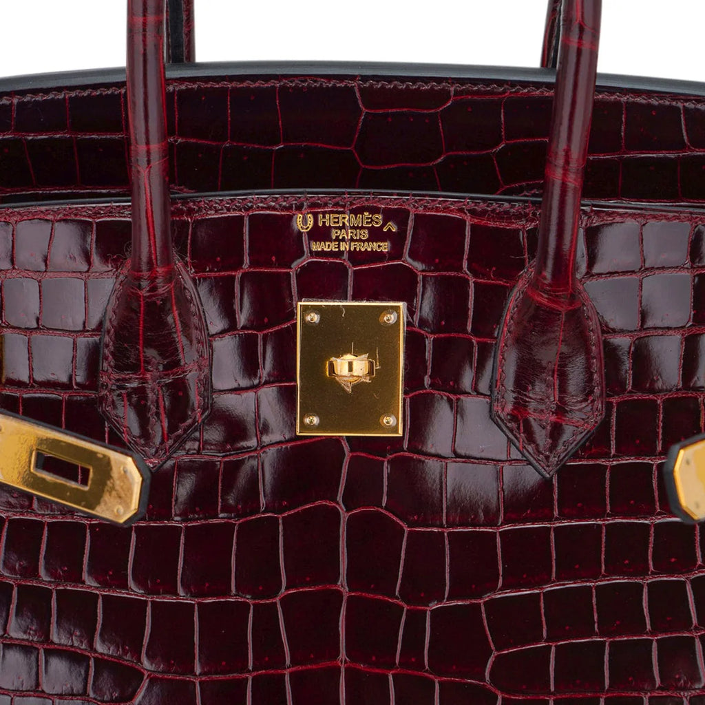 Special Order HSS Birkin 35 Bag Bordeaux Porosus Crocodile with Gold Hardware
