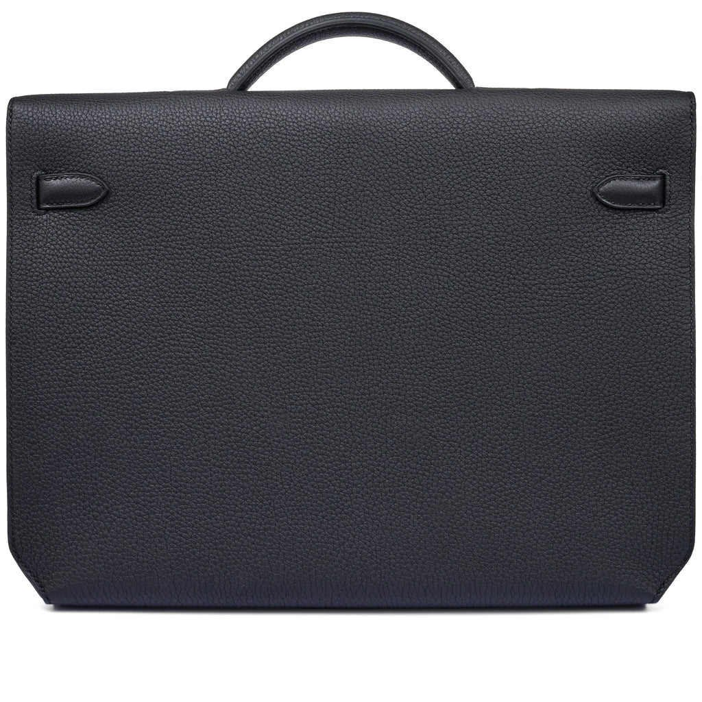 Kelly Black Togo 36 Briefcase Palladium Hardware FR trendy frosted leather casual bag
