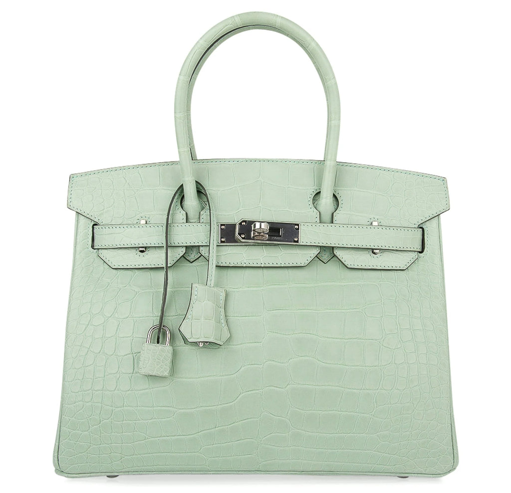 Birkin 30 Bag Vert D’eau Matte Alligator Palladium Hardware