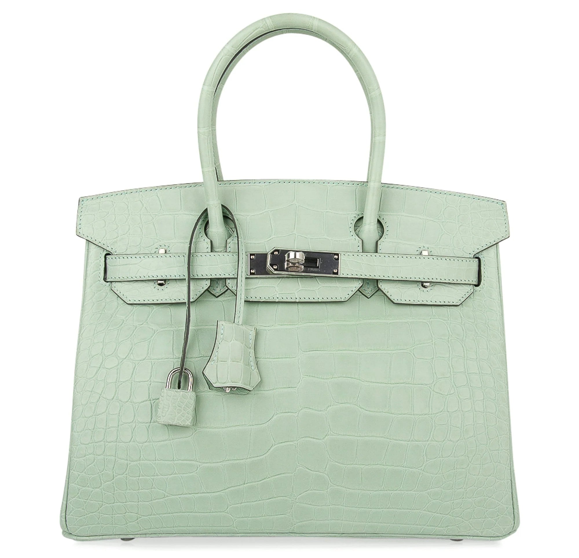 Birkin 30 Bag Vert D’eau Matte Alligator Palladium Hardware