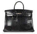 Birkin 40 Bag Black Porosus Crocodile Palladium