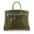 Birkin 35 Bag Vert Veronese Porosus Crocodile Palladium Hardware