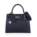 Verso Kelly Sellier 25 Bag Bleu de Minuit & Etrusque Veau Madame Leather with Palladium Hardware