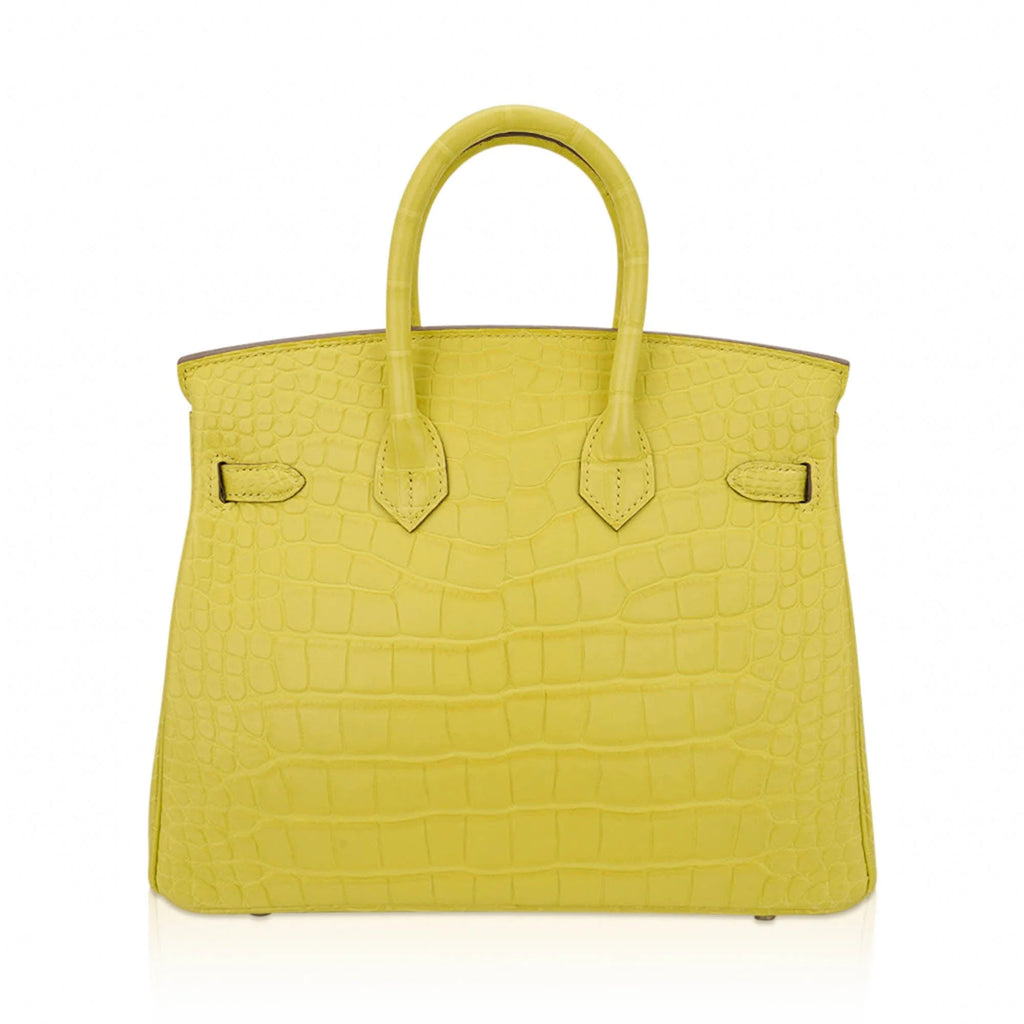 Birkin 25 Bag Lime Matte Alligator with Palladium Hardware
