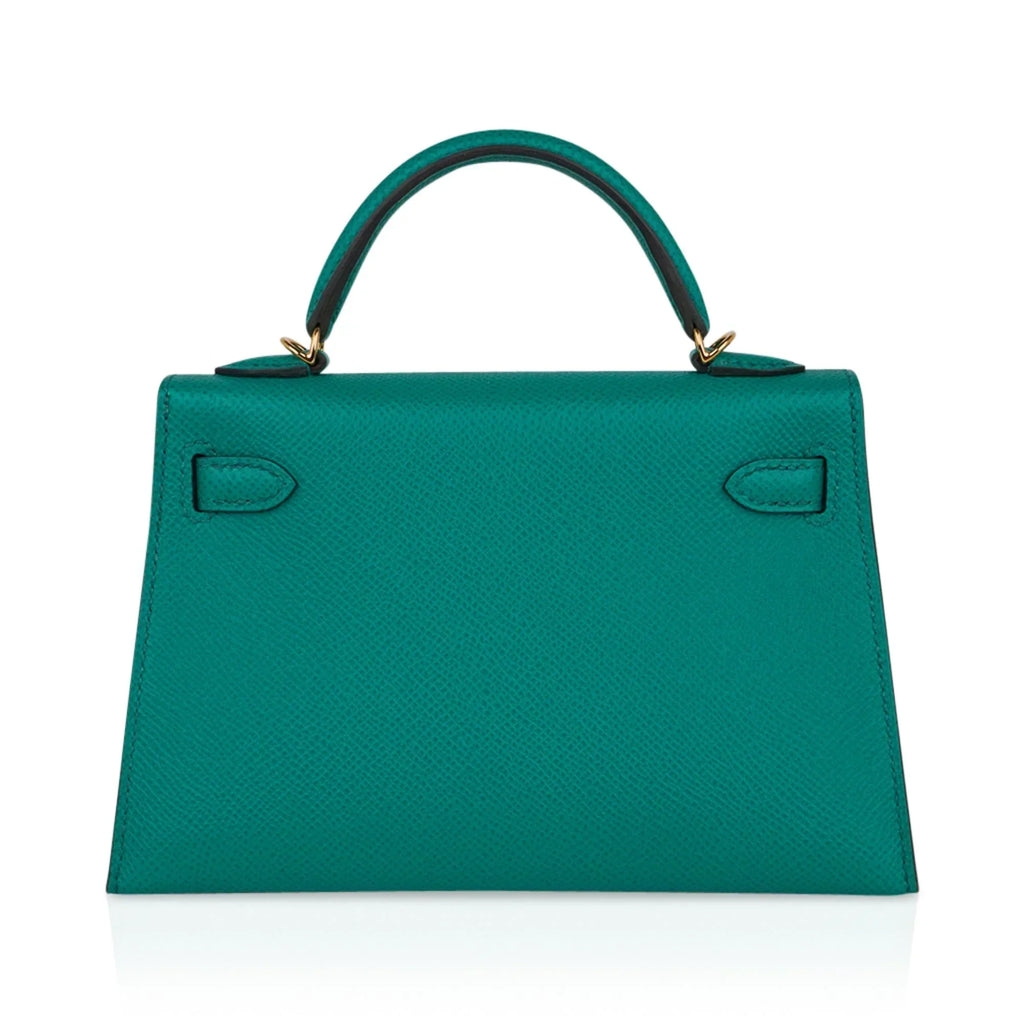 Kelly 20 Mini Sellier Bag Jade Epsom Leather Gold Hardware New w/Box