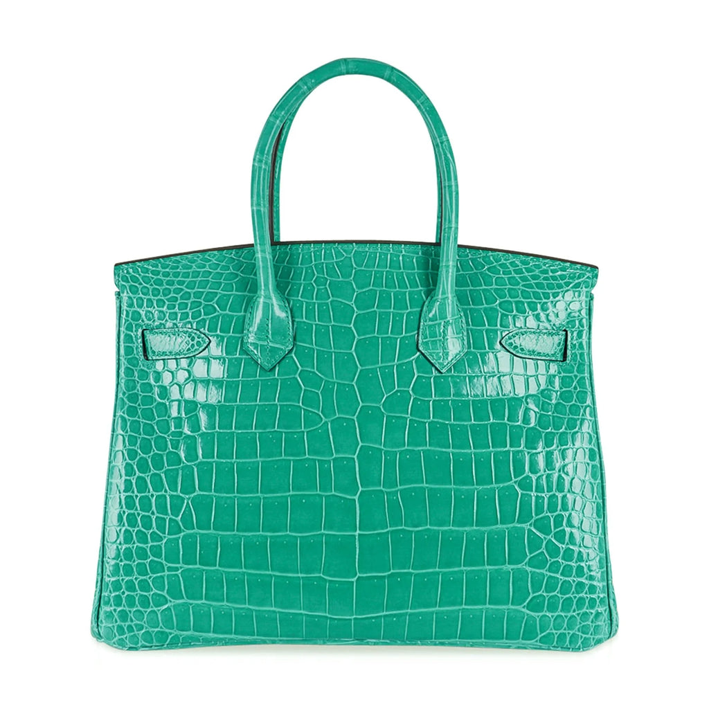 Birkin 30 Bag Jade Porosus Crocodile Gold Hardware