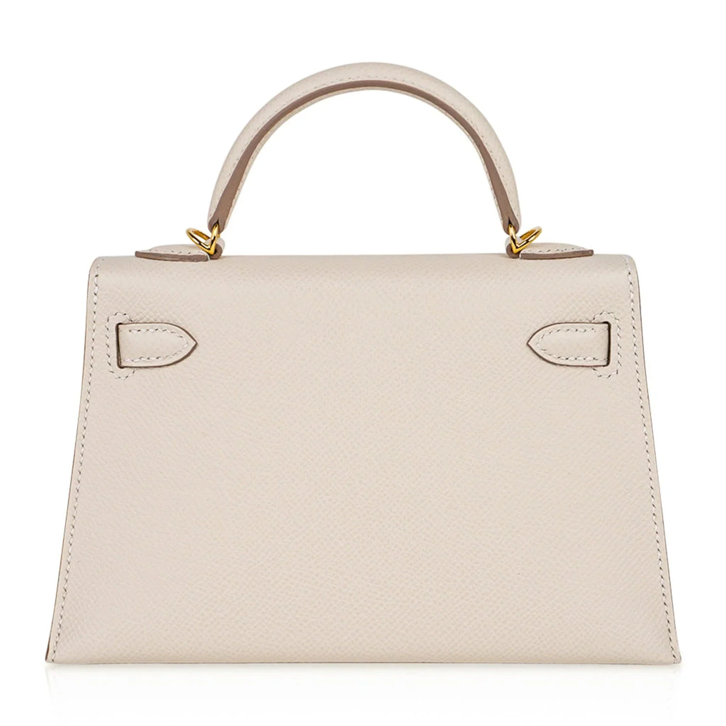 Kelly 20 Mini Sellier Bag Craie Epsom Leather with Gold Hardware