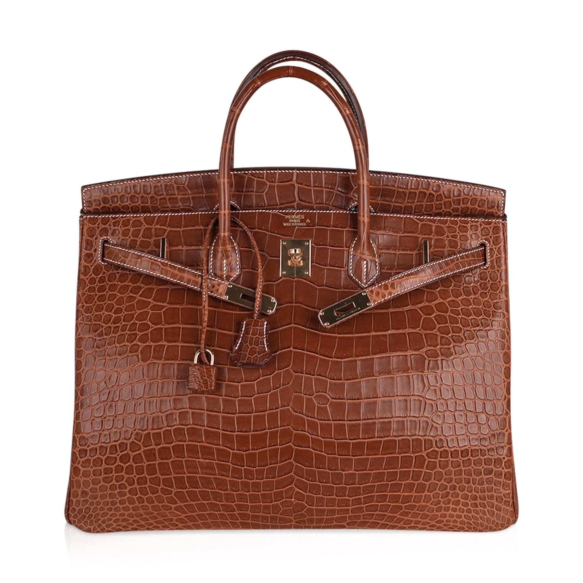 Birkin 40 Bag Rare Fauve Matte Porosus Crocodile Gold Hardware
