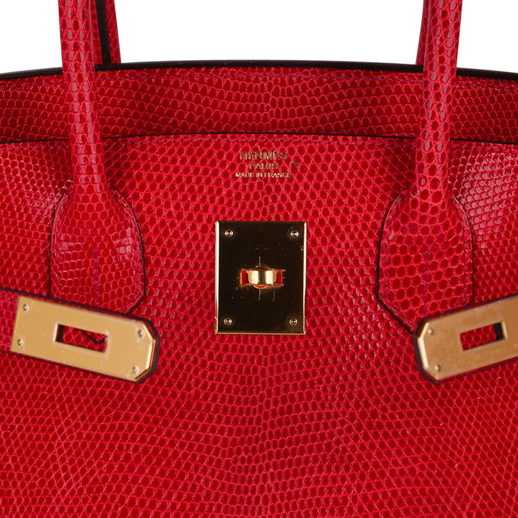 Birkin 30 Bag Rouge Exotique Lizard Limited Edition Gold Hardware Rare