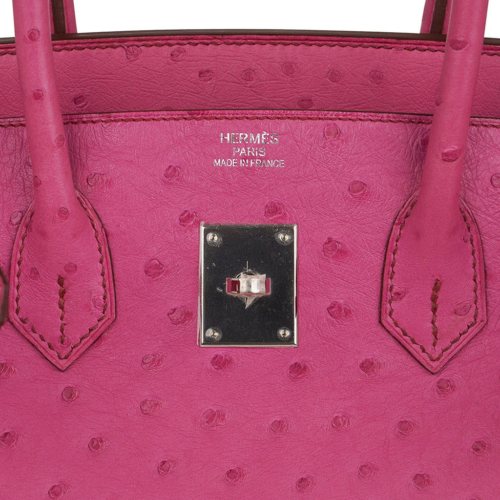Birkin 35 Bag Fuchsia Ostrich Palladium Hardware
