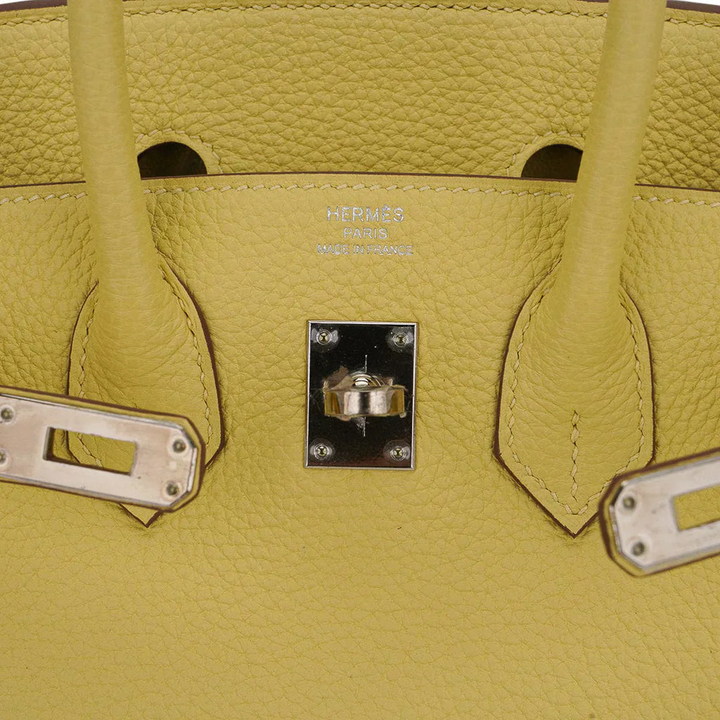 Birkin 25 Bag Jaune Poussin Togo Leather with Palladium Hardware