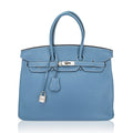 Birkin 35 Bag Blue Jean Togo Leather with Palladium Hardware