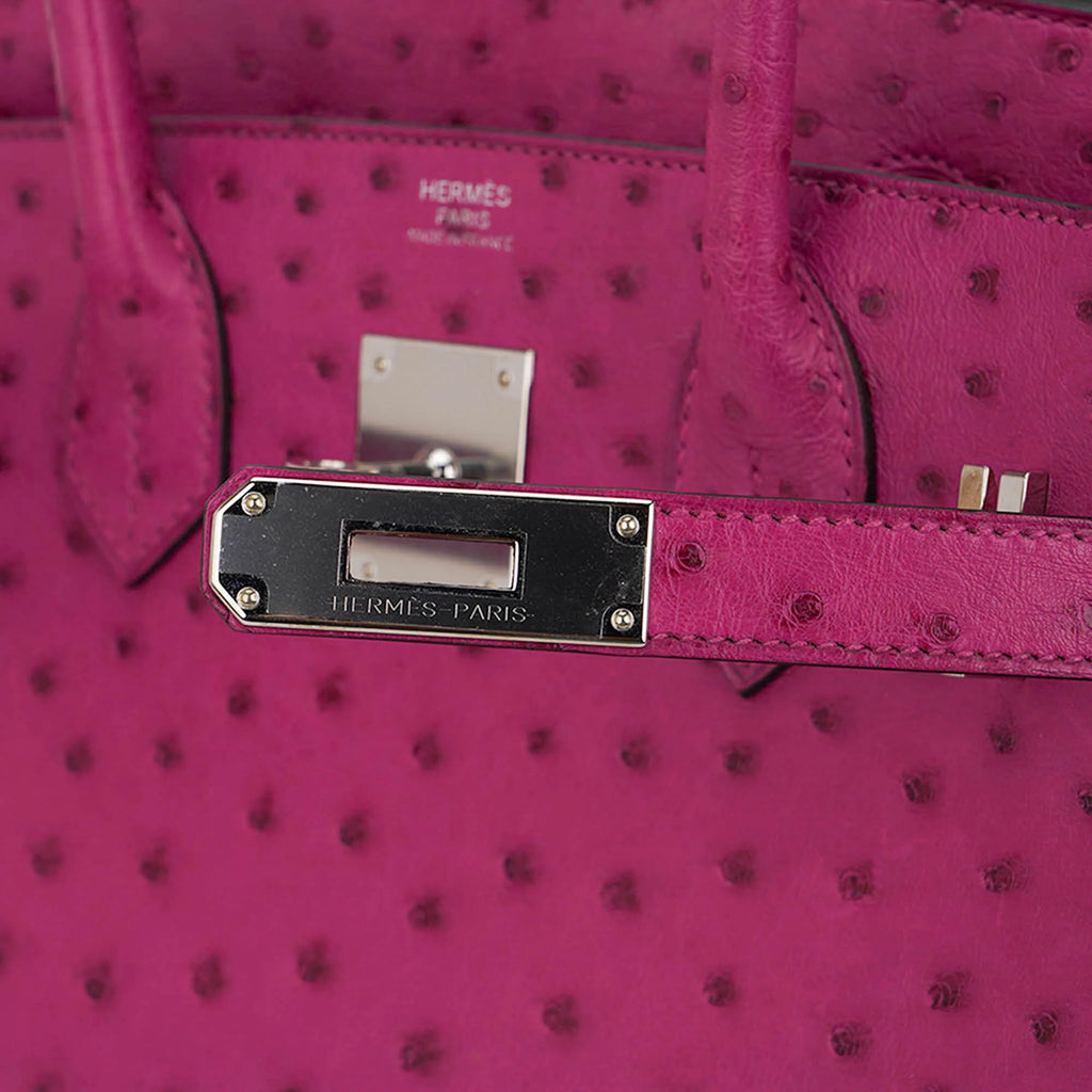 Birkin 30 Bag Rose Pourpre Ostrich with Palladium Hardware