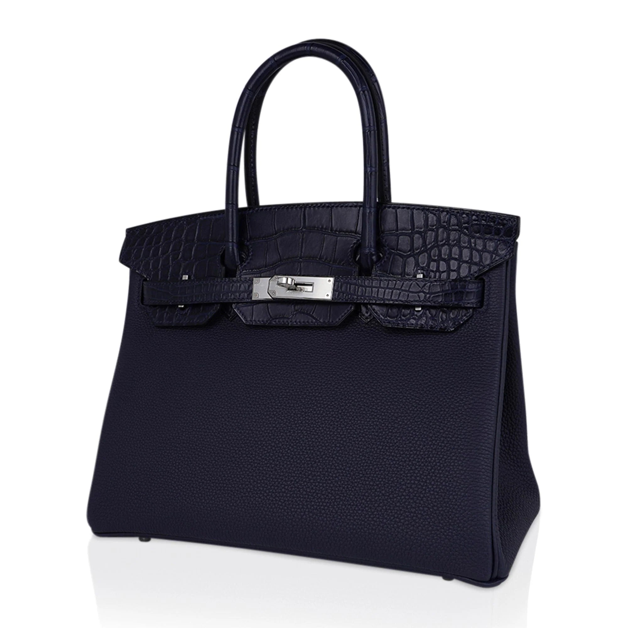 Birkin 30 Touch Blue Indigo Matte Alligator Bag Palladium Hardware