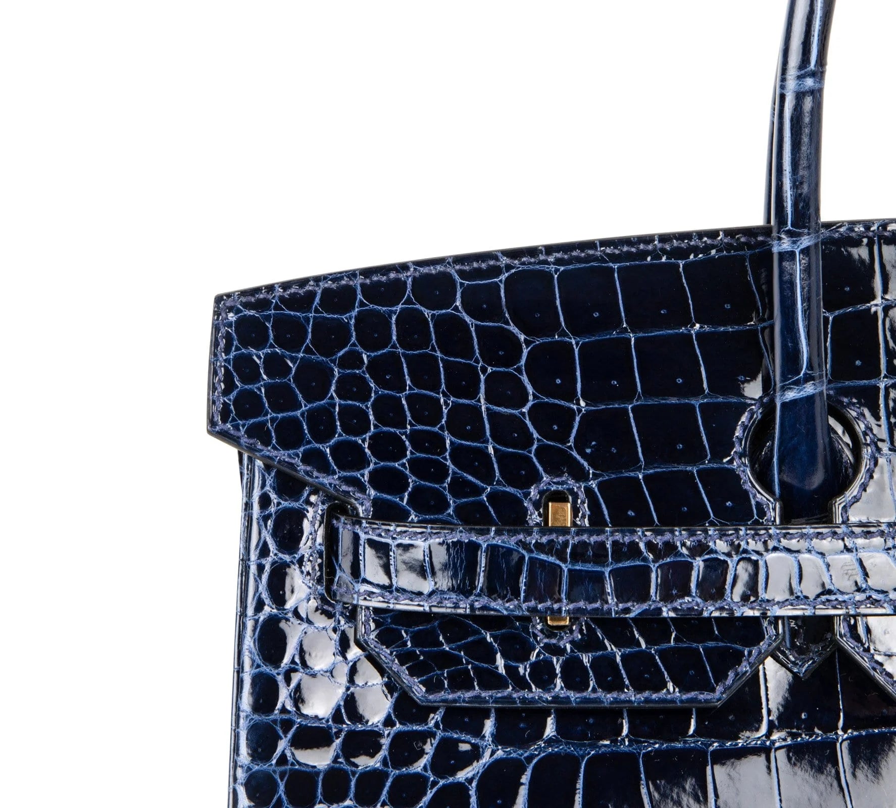 Birkin 35 Bag Blue Sapphire Porosus Crocodile Gold Hardware New