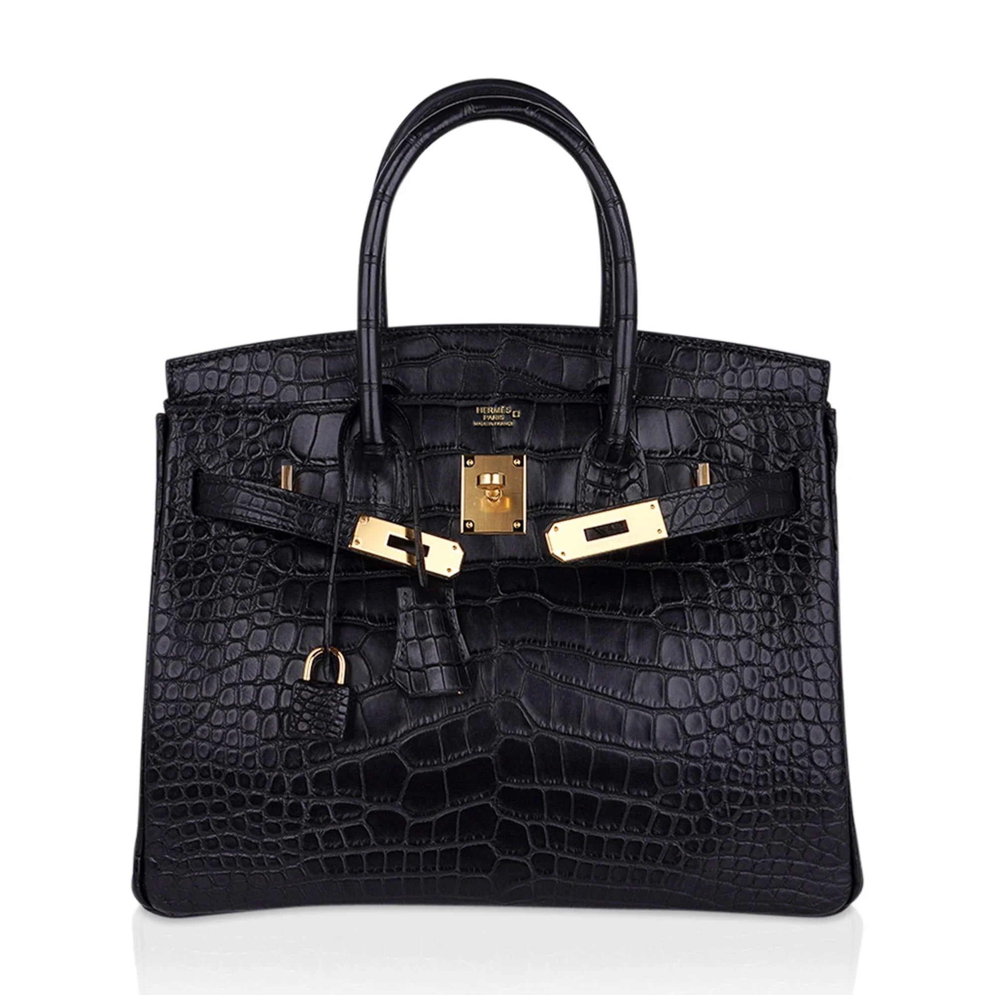 Birkin 30 Matte Alligator Black Bag Gold Hardware